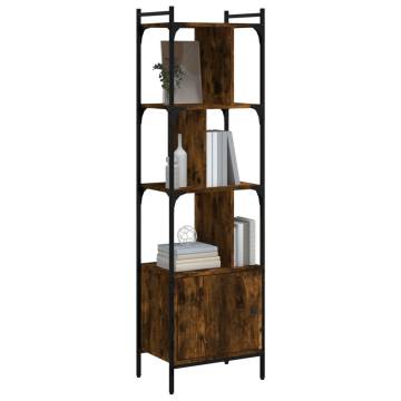 Stylish Smoked Oak Bookcase with Door | 44.5x30x154.5 cm