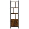 Stylish Smoked Oak Bookcase with Door | 44.5x30x154.5 cm