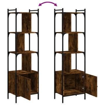 Stylish Smoked Oak Bookcase with Door | 44.5x30x154.5 cm