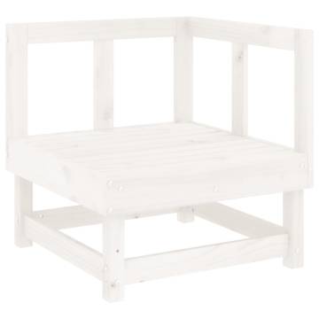 5 Piece Garden Lounge Set - White Solid Wood Pine | Hipomarket