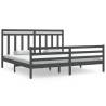 Grey Solid Wood Bed Frame 200x200 cm - Hipo Market