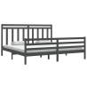 Grey Solid Wood Bed Frame 200x200 cm - Hipo Market