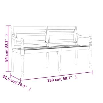 Batavia Bench 150 cm Solid Wood Teak - Elegant Outdoor Seating