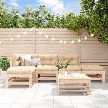 6 Piece Garden Lounge Set - Solid Wood Pine | Hipomarket UK