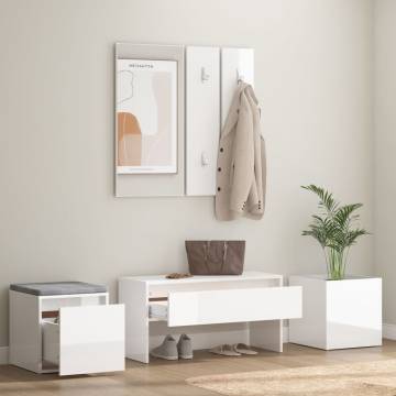 High Gloss White Hallway Furniture Set - Stylish & Functional