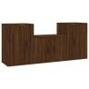 3 Piece Brown Oak TV Cabinet Set - Stylish & Practical Storage