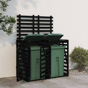 Double Wheelie Bin Storage - Black Solid Wood Pine | HipoMarket