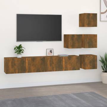 Wall-Mounted TV Cabinet in Smoked Oak - Modern & Stylish