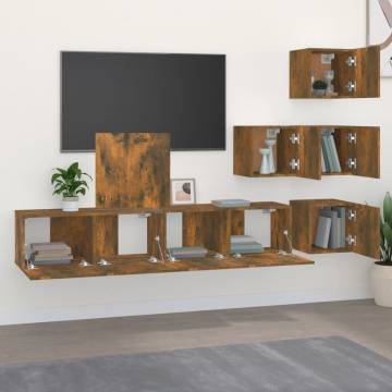 Wall-Mounted TV Cabinet in Smoked Oak - Modern & Stylish