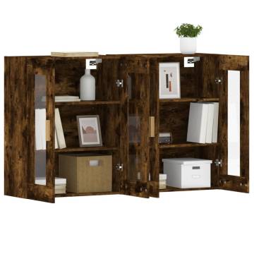 Elegant Wall Mounted Cabinets 2 pcs - Smoked Oak Finish