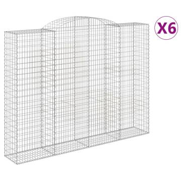 Arched Gabion Baskets 6 pcs - Galvanised Iron for Garden