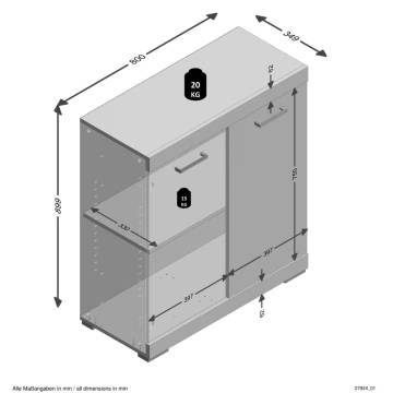 FMD Grey Dresser with 2 Doors - Stylish Storage Solution