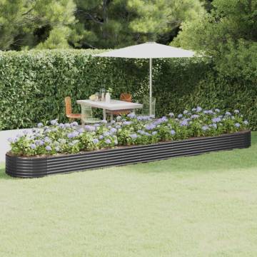 Garden Raised Bed - Powder-coated Steel Anthracite - 544x100x36 cm