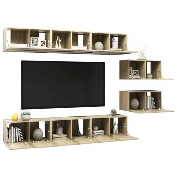 TV Cabinets 8 pcs Sonoma Oak Engineered Wood - Modern Design