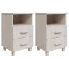 HAMAR Bedside Cabinets - Set of 2 White Solid Wood | HipoMarket