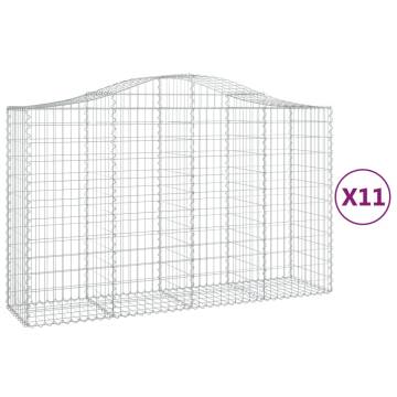 Arched Gabion Baskets - 11 pcs Galvanised Iron (200x50x120/140 cm)