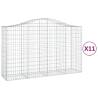 Arched Gabion Baskets - 11 pcs Galvanised Iron (200x50x120/140 cm)