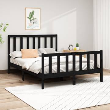 Black Solid Wood Pine Bed Frame 160x200 cm | HipoMarket