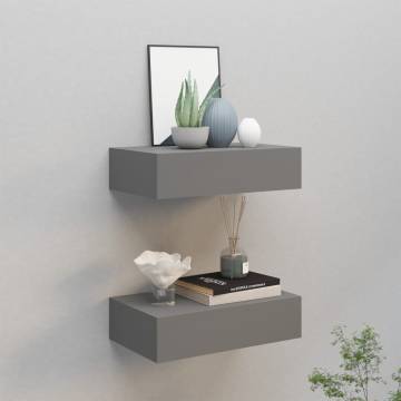 Stylish Wall-Mounted Drawer Shelves - Grey 40x23.5x10cm