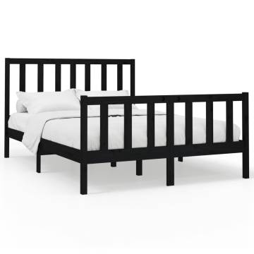 Black Solid Wood Pine Bed Frame 160x200 cm | HipoMarket