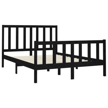 Black Solid Wood Pine Bed Frame 160x200 cm | HipoMarket