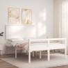 White Bed Frame with Headboard 120x200 cm - Solid Wood