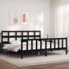 Bed Frame with Headboard Black 200x200 cm Solid Wood Colour black Size 200 x 200 cm 