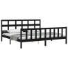 Elegant Black Bed Frame with Headboard - 200x200 cm Solid Wood