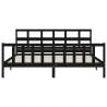 Elegant Black Bed Frame with Headboard - 200x200 cm Solid Wood