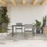 5 Piece Garden Dining Set Grey and Black Poly Rattan and Steel Size 160 cm table length Number of 4 