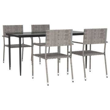 5 Piece Grey & Black Garden Dining Set - Stylish & Durable