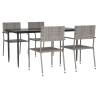 5 Piece Grey & Black Garden Dining Set - Stylish & Durable