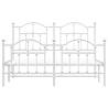 Elegant Metal Bed Frame with Headboard & Footboard - White