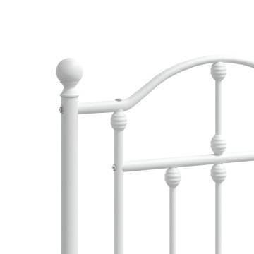 Elegant Metal Bed Frame with Headboard & Footboard - White