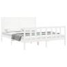 Solid Wood Bed Frame with Headboard - White 160x200 cm