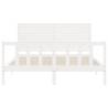 Solid Wood Bed Frame with Headboard - White 160x200 cm