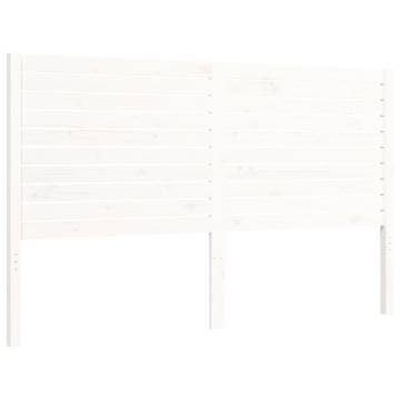 Solid Wood Bed Frame with Headboard - White 160x200 cm