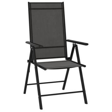 Folding Garden Chairs Set - 6 pcs Black Textilene