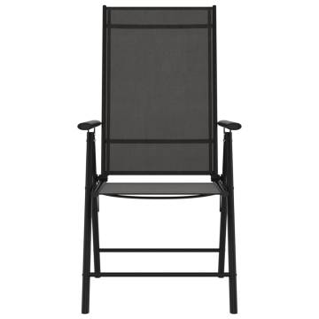 Folding Garden Chairs Set - 6 pcs Black Textilene