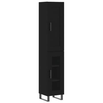 Stylish Highboard Black - 34.5x34x180 cm Engineered Wood