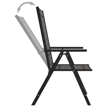 Folding Garden Chairs Set - 6 pcs Black Textilene