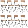 Folding Bistro Chairs 8 pcs - Solid Wood Teak & Steel | HipoMarket