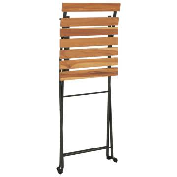 Folding Bistro Chairs 8 pcs - Solid Wood Teak & Steel | HipoMarket