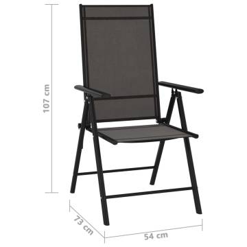 Folding Garden Chairs Set - 6 pcs Black Textilene