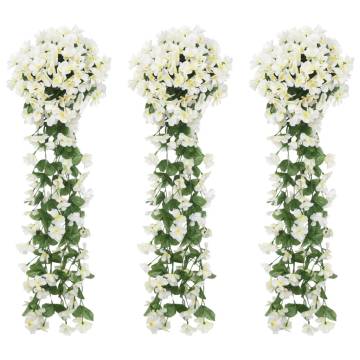 Artificial Flower Garlands 3 Pcs | Elegant White Décor