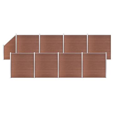 WPC Fence Set - 8 Square + 1 Slanted 1484x186 cm Brown