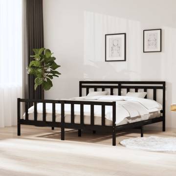 Super King Size Bed Frame Black 180x200 cm Solid Pine Wood