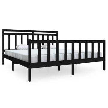 Super King Size Bed Frame Black 180x200 cm Solid Pine Wood