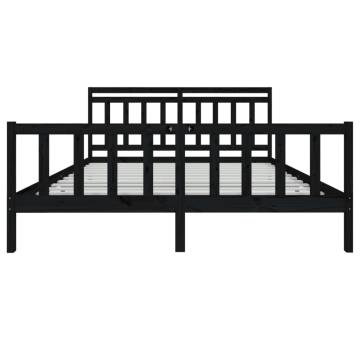 Super King Size Bed Frame Black 180x200 cm Solid Pine Wood