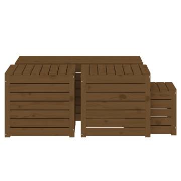 4 Piece Garden Box Set - Honey Brown Solid Pine Storage